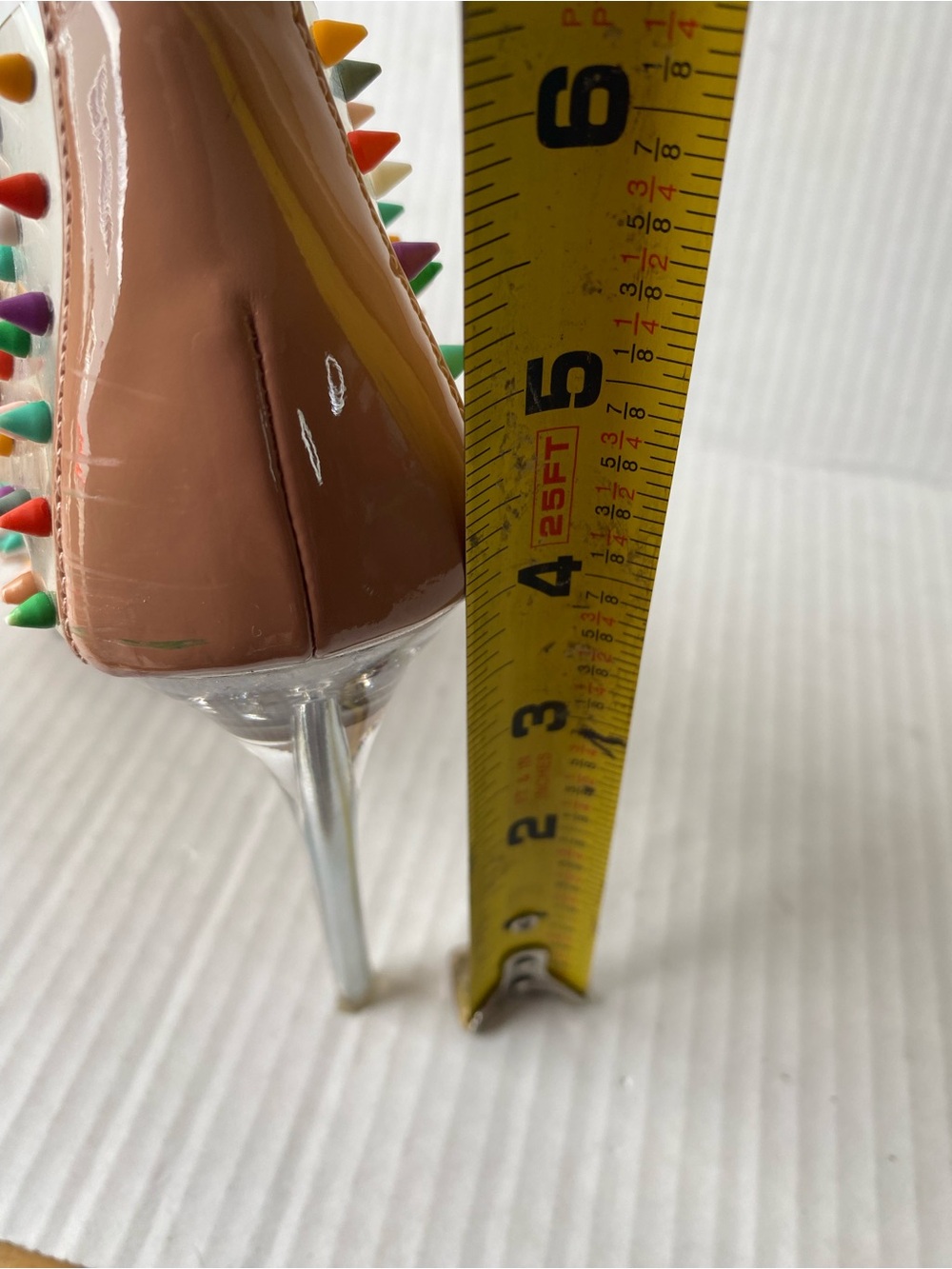 Steve Madden Vala-S Clear Rainbow Spiked Stiletto Heels Nude Pumps Size 8M - Picture 15 of 15